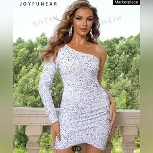 Dresses | Shein White Sequin Homecoming Dress